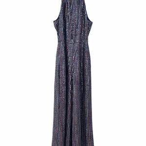 Maeve (Anthropologie) Sequin Stripe Halter Jumpsuit – Size 8 – NWT